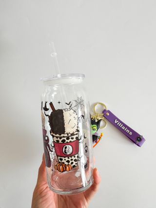 Pack Vaso cristal y Llavero Villanas Disney