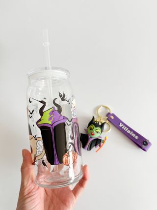 Pack Vaso cristal y Llavero Villanas Disney