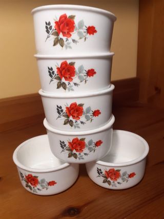 6 Mini Cuencos con Rosas Rojas arcopal