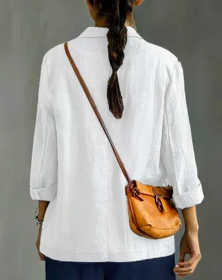 Blazer blanco algodón manga larga