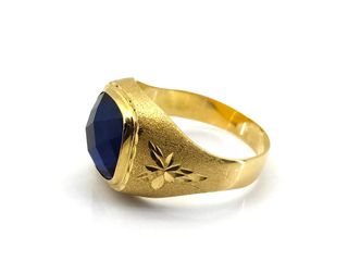 sello oro 18k con piedra con zafiro