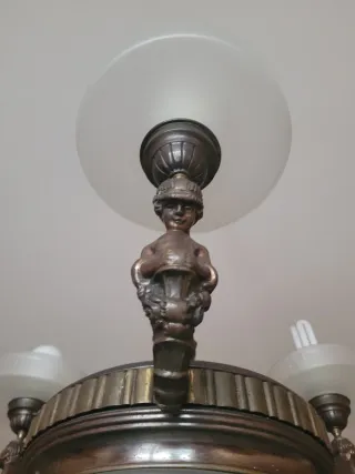 Lampadario Antico Bronzo e Vetro