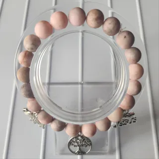 Pulsera de piedras rosas y árbol de la vida