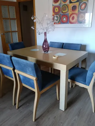 Tavolo da pranzo e 6 sedie imbottite