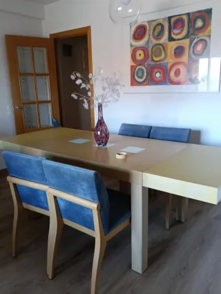 Tavolo da pranzo e 6 sedie imbottite