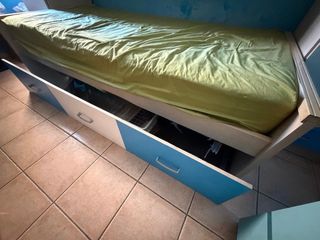 Conjunto dormitorio juvenil azul con cama nido
