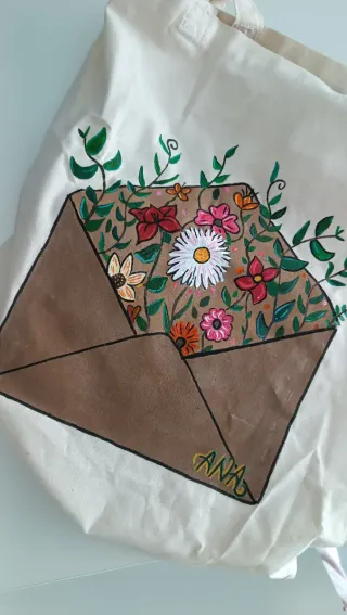 Bolso Tote Pintado a Mano Flores