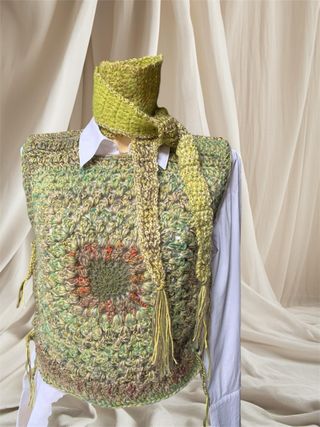 Gilet e sciarpa uncinetto misto lana