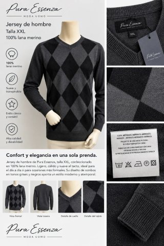 Jersey Yes Zee Talla XXL rombos gris/negro
