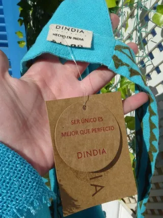 Top étnico turquesa algodón Blockprint India