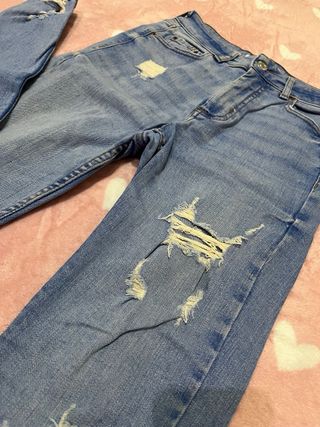 Pantalón vaquero skinny roto azul Primark Talla XS