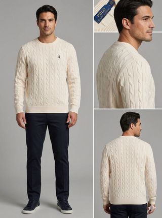 Jersey Polo Ralph Lauren Cable Knit Beige Talla L
