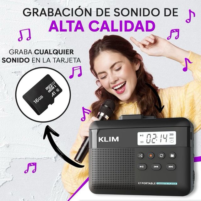 Reprodutor Cassete KLIM K7 MP3 SD 16GB USB-C