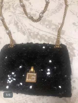 Bolso Guess Negro Lentejuelas Dorado