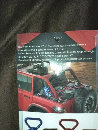 Tornillos Rápido Desmontaje Techo Jeep Wrangler