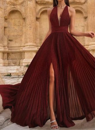 Vestido largo rojo lentejuelas XS-S