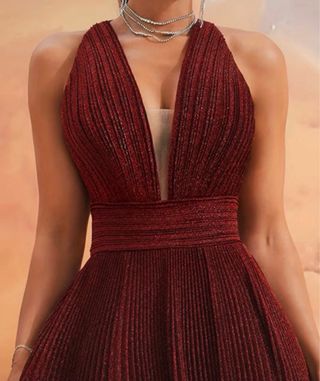 Vestido largo rojo lentejuelas XS-S