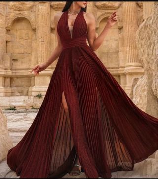 Vestido largo rojo lentejuelas XS-S