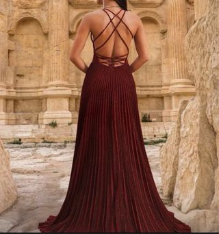 Vestido largo rojo lentejuelas XS-S