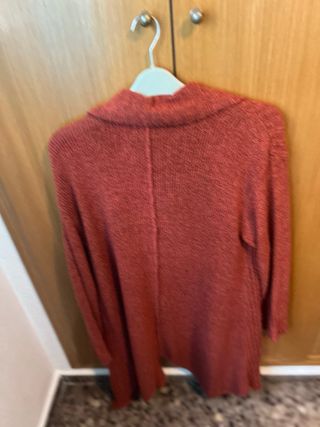 Abrigo largo de punto rosa