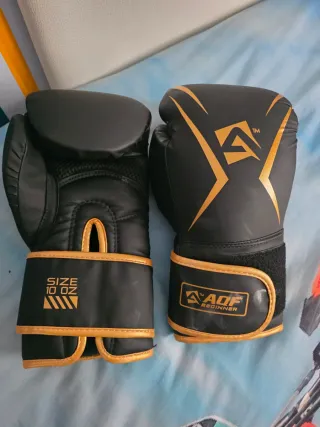 Guantes de Boxeo AQF 10 oz Negros y Dorados