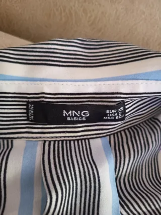 Camisa Mango Rayas Azul y Negro Talla XS