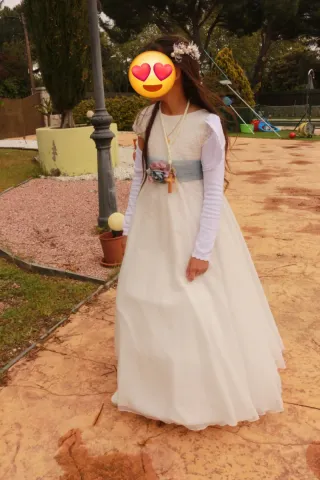 Vestido de Comunión Blanco y Azul