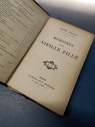 LIBROS,  Contes de bonne Perrette + Memoires Dúne Vieille Fille, Edición en Francés de René Bazin