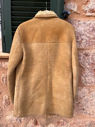 Abrigo vintage piel y lana unisex