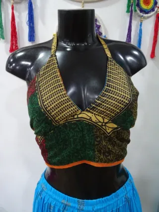 Top reversible artesanal bordado con lentejuelas