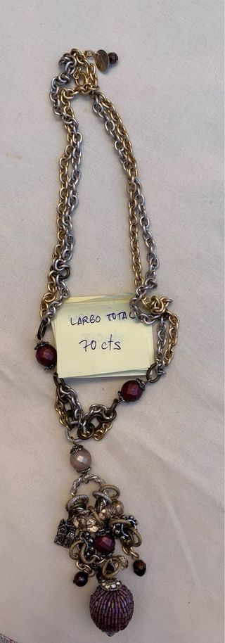 Collar bisutería eslabones y cuentas moradas