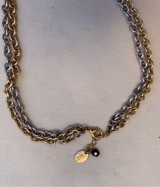 Collar bisutería eslabones y cuentas moradas