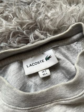 Sudadera Lacoste Gris Logo Cocodrilo Negro