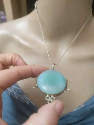 Collana argento con opale verde