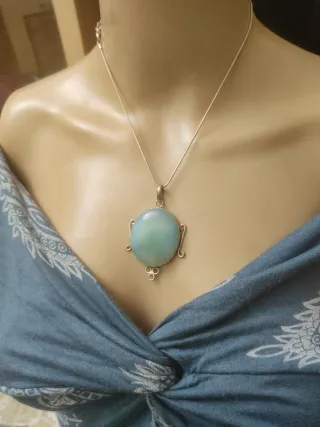 Collana argento con opale verde