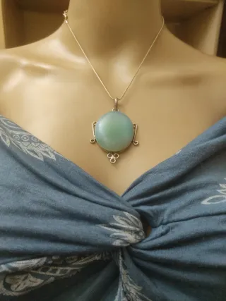 Collana argento con opale verde