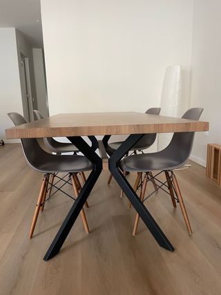Mesa de comedor madera y metal 180cm