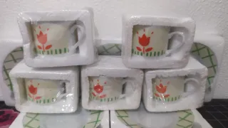 Juego 6 Tazas Café con platos