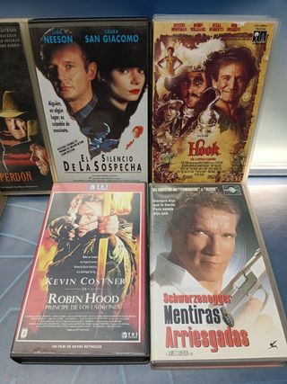6 cintas VHS, clásicos 90,s - Robin Hood, El silencio de los corderos, Mentiras arriesgadas y mas