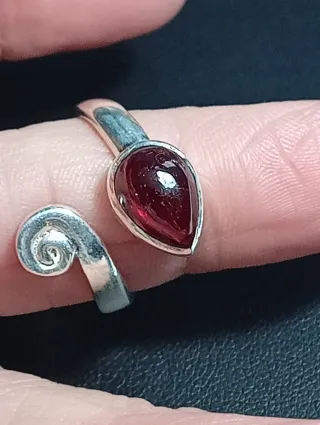 Anillo Plata Ley Ajustable granate