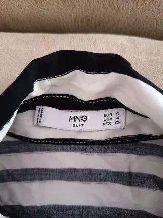 Camisa Mango Rayas Blanco y Negro Talla L