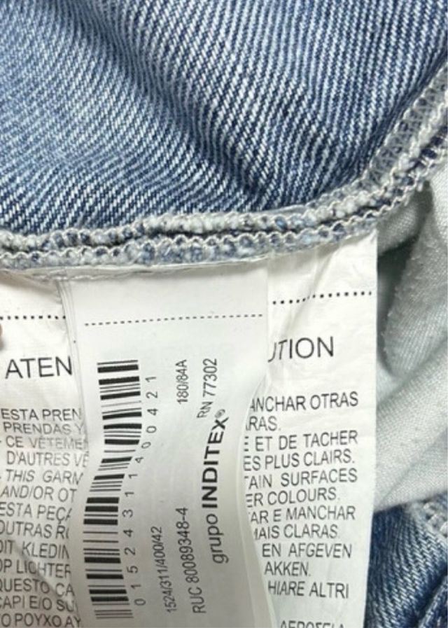 Zara Jeans Hombre Cintura Bordada Talla 42