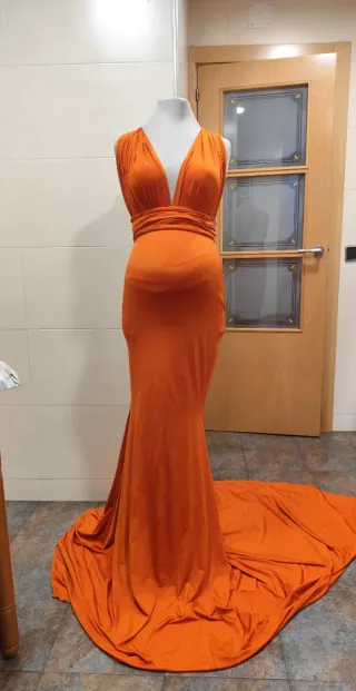Vestido premamá fotografía naranja/blanco/ocre
