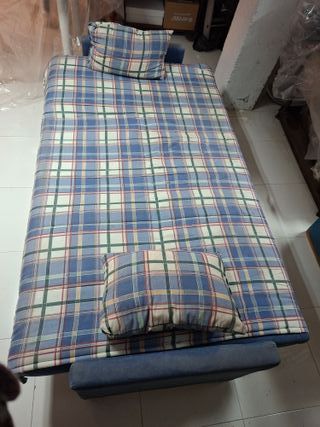 Sofá Cama Azul y Multicolor