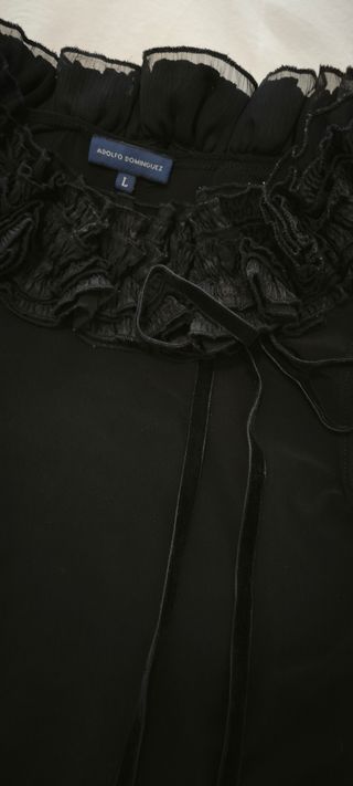 Top Adolfo Domínguez Negro Volantes.