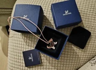 Collar Swarovski Oso Rosa y Plata