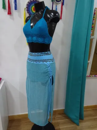 Falda turquesa estampado étnico Blockprint India