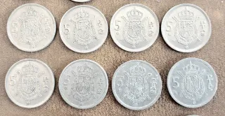Lote monedas Juan Carlos 100, 25, 10 y 5 pesetas.