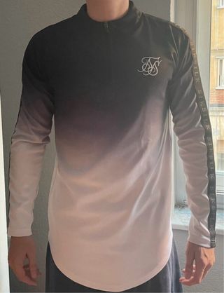Sudadera SikSilk Degradado Blanco y Negro -Talla M