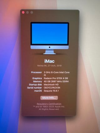 iMac 27 Retina 5K (2019) 40GB RAM 1TB